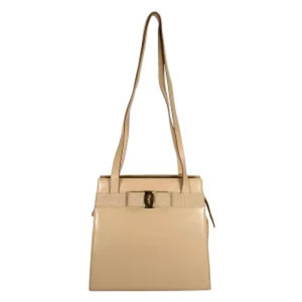 Salvatore Ferragamo Vara Leather Beige Shoulder Bag Tan